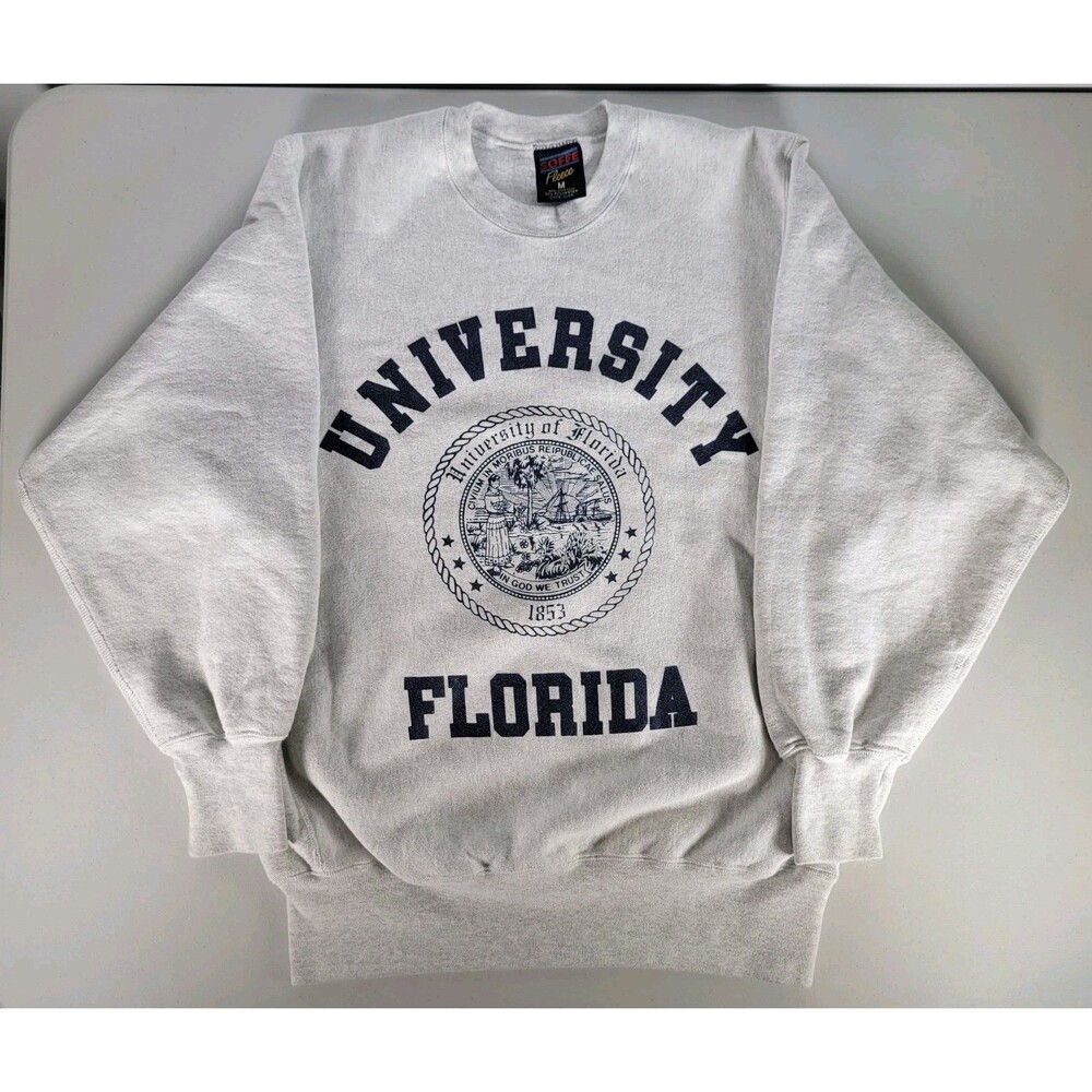 Vintage University of Florida Sweatshirt Medium Gray Soffe Fleece 90s USA Made